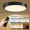 Lightania 18 Inch Flush Mount Ceiling Light with Remote Control & Night Light, 5CCT Dimmable Ceiling Light Fixture, 43W 4300LM 2700K-6500K Adjustable LED Ceiling Lights for Bedroom Kitchen, Black