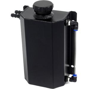 Universal 2L Aluminium Alloy Coolant Radiator Overflow Tank Engine Oil Catch Can Expansion Tank Reservoir Black