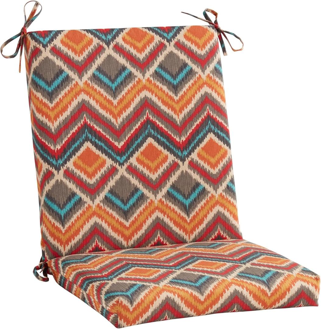 Greendale Home Fashions Outdoor High Back Dining Chair Pad, Aztec