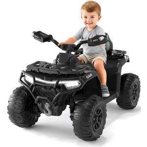 12V Kids Ride On ATV Car w/Parent Remote Control, Spring Suspension, LED Lights, Bluetooth, USB, Music, Early Education, Volume Control, Off-Road 4 Wheeler w/LED Flag for Boys & Girls Ages 3+ (Black) 12V Kids Ride On ATV Car w/Parent Remote Control, Spring Suspension, LED Lights, Bluetooth, USB, Music, Early Education, Volume Control, Off-Road 4 Wheeler w/LED Flag for Boys & Girls Ages 3+ (Black)