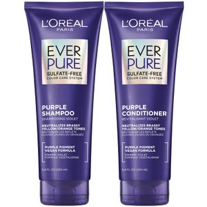 LOreal Paris EverPure Sulfate Free Brass Toning Purple Shampoo and Conditioner Set for Blonde, Bleached, Silver, or Brown Highlighted Hair, 1 Kit (6.8 Fl Oz (Pack of 2))