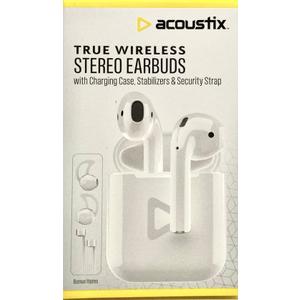 Acoustix True Écouteurs Stéréo Sans Fil, avec Étui de Charge, BLANC