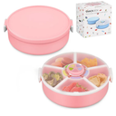 Snack Spinner Set for Kids –5 places-Includes Rotating Snack Container & Classic Sectioned Snack Box, BPA-Free, Dishwasher Safe, Perfect for Travel, Pink (1 Pack- Pink)