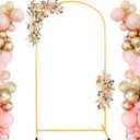 7.2FT Adjustable Wedding Balloon Gold Metal Arch Backdrop Stand, Tool Free Assembly Arch Frame for Birthday Flower Party Bridal Baby Shower Garden Floral Valentine Ceremony Outdoor Indoor Event Decor