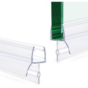2 PCS Frameless Shower Door Bottom Seal, 5/16 X 36 Ultra Clear Shower Glass Door Seal Strip with Drip Rail, Shower Door Sweep Stop Shower Leaks for 5/16 Inch(8mm) Glass Thick