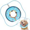 Sponge Dog Cone Collar, Dog Recovery Collar Alternative with Detachable High Clear Shield, Adjustable Soft Neck Cone for Small Medium Large Dogs, Stop Licking After Surgery (DonutBlue,L)