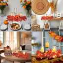 Fall Candle Holder Fall Table Centerpiece with Lights Thanksgiving Table Decor with Pumpkins Berries Maple Leaves Autumn Harvest Decoration with 3 Candle Holders for Dining Table Fireplace Home Decor