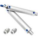 Pneumatic 16mm Bore 100mm Stroke Air Cylinder Double Action with 2Pcs 6mm Fitting MAL16x100