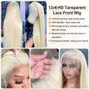 32 Inch Long Platinum Blonde Lace Front Wig Human Hair 13x6 HD Transparent Lace Frontal White Blonde Brazilian Real Remy Hair Wear and Go Glueless Wigs for Women Pre Plucked Tiny Knots 180% Density