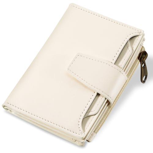 Airkit Small Wallet Women RFID Blocking Soft Leather Bifold Compact Card Holder Wallet for Women with Zipper Coin Pocket 4 ID Window