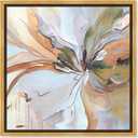 Golden Aesthetic Framed Boho Abstract 1 Piece Canvas Wall Art, 13.5" x 13.5", Gold Frame (13.5L" x 13.5W")