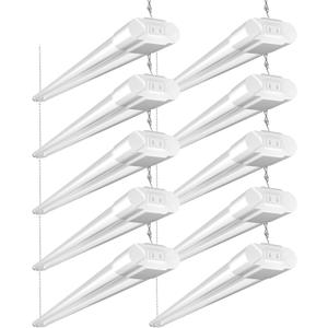 BBOUNDER 10 Pack Linkable LED Utility Shop Light, 4400 LM, Super Bright 6500K Cool Daylight, 4 FT Integrated Fixture for Garage, 40W Equivalent 250W, Surface + Suspension Mount, White