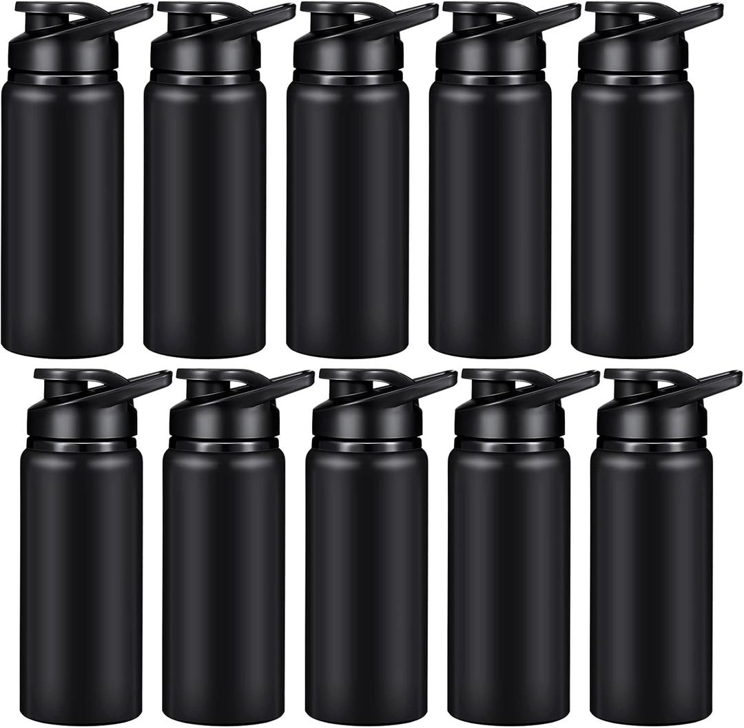CHENGU Water Bottle Bulk 20 oz Aluminum Reusable Bottles Lightweight Snap Lid Water Cups Easy Carry Leak Proof Travel Tumbler for Gym Sports Camping Hiking Fishing (Black)