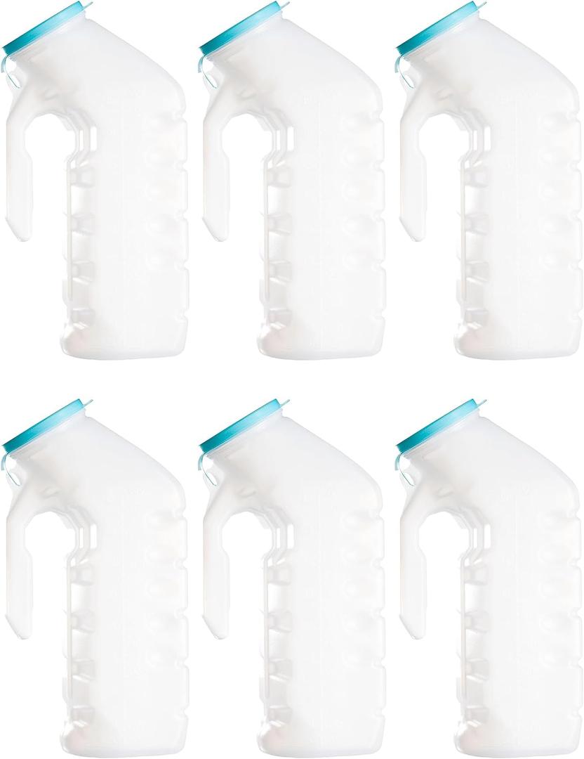 Urinals for Men with Translucent Lid – 32 Oz. Bottle – 6 Pack-Male Urinal Bottles with Glow in The Dark Lid– Durable and Reliable – Practical Design – for Camping, Travel People… (6 Pack, 32, Fl Oz)