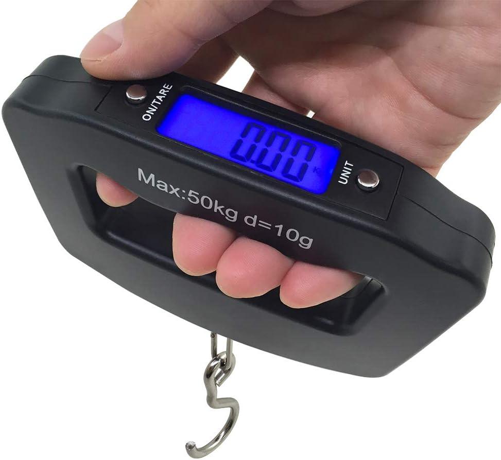 AFUNTA 50Kg 10g Luggage Weight Scale, LCD Luggage Scale Travel Digital, Fish Scale, Home Electronic Portable Hanging Weight Hook Travel Luggage Scale