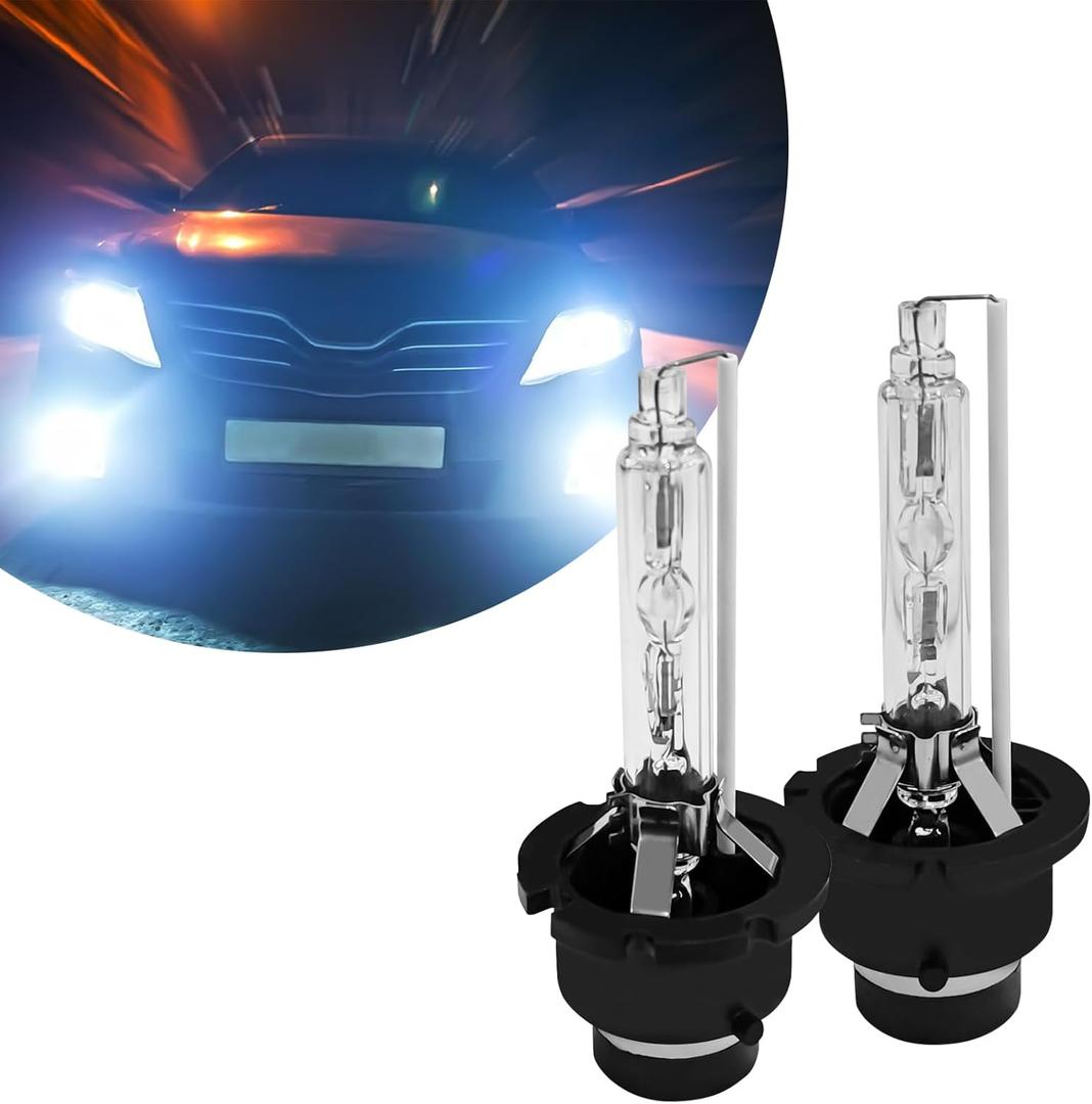 D2S Hid Headlight Bulbs 2PCS 35W Super Bright Bulbs, D2S Headlight Bulb D3S HID Car Original Replacement Lights 12V High Beam Low Beam Xenon Bulbs with Metal Stents Base (D-2S White)