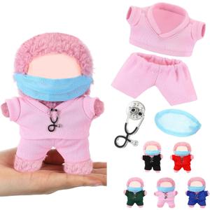 17cm Doll Clothes Doctor Nurse Scrubs Outfit Set for 17cm Dolls with Mini Mask Stethoscope Cute Nurse Uniform with Accessories Gift for DIY Dress-up Lovers & Collectors(Pink)