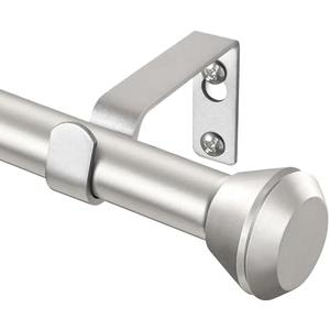Heavy Duty Curtain Rod 66 to 120 Inch, HOTOZON Curtain Rods for Windows, Decorative Single Drapery Rod with Diamond Finials, Silver
