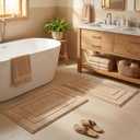 GRANNY SAYS Bathroom Rugs Sets 2 Piece,Soft Bath Mats for Bathroom, Bath Rugs Non Slip Washable, Absorbent Bath Rug for Tub,Shower and Toilet, Bathroom Mat Set (Beige, 20" x 32" + 16" x 24")