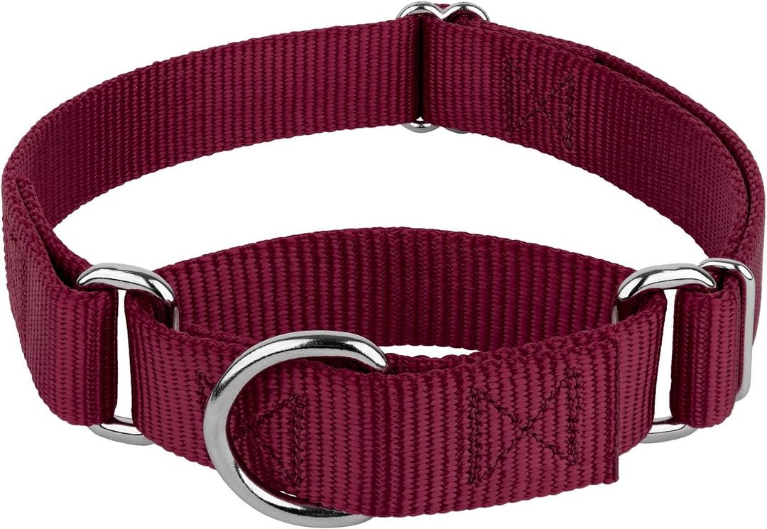 Country Brook Petz Martingale Dog Collar - Heavy-Duty Training Collar with No Buckle - Service Dog Collar for All Pups - Vibrant, Colorful Collection (Burgundy, 1 Inch, Medium)
