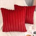 2 Pack 18x18 Pillow Cover Velvet Pillow Covers, Faux Fur Square Throw Pillow Covers for Living Room Decorations Throw Pillow Case, Throw Pillow Cover Cushion Cover for Home Sofa Bedroom Car, Red