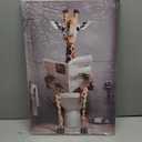 CXHOSTENT Funny Giraffe Bathroom Canvas Wall Art Giraffe Reading Newspapers on Toilet Pictures Prints Animal Poster Kids Bathroom Print Restroom Decor (Bathroom-1, 12.00"x18.00")