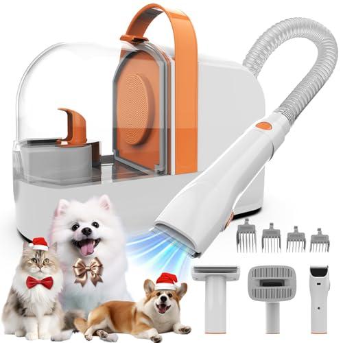 ubrobo Dog Grooming Vacuum, Dog Grooming Kit with Pet Clippers, 12,000Pa Pet Hair Vacuum for Dogs, Low Noise Home Cleaning Tool in 1, PG10