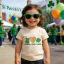 Kids St Patricks Day Shirt for Boys and Girls : Classic Crewneck Cotton Tees (2-7T) (US, Age, 6 Years, 7 Years, Apricot Peace Love Luck)