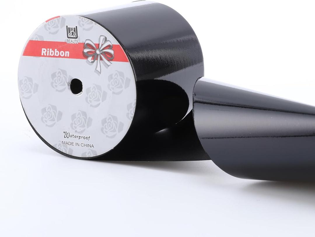 4inch x 50 Yards Shiny Black Waterproof Ribbon,Curling Ribbon for Gifts Package Wrapping,Crafting.