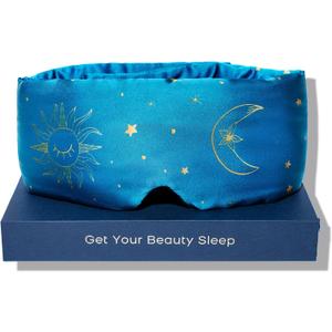 Fleur&Yang Silk Sleep Mask, Adjustable Blackout Sleeping Mask for Men Women, Soft Breathable 100% Mulberry Silk Fabric, Cooling Eye Cover Blindfold for DeepSleep or Meditation(Luna)