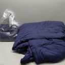 MUXHOMO 7 Pieces Full Comforter Set, Seersucker Bed in a Bag Full Size, All Season Luxury Bedding Set with Comforter, Flat Sheet, Fitted Sheet, Pillowcases & Shams, Navy Blue