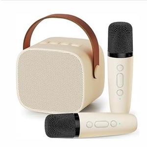 Karaoke Machine for Kids, 2026 Top Valentine's Birthday Gifts for 4, 5, 6, 7, 8, 9, 10, 12+Years Old Girls Boys Grandkids, Portable Bluetooth Speaker with 2 Wireless Microphones Party (Black)