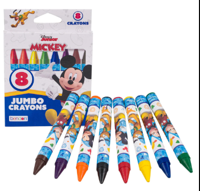 Micky Mouse Coloring Set - Bundle with 8 Jumbo Markers and 8 Jumbo Crayons and Stickers | Disney School Art Supplies for Kids