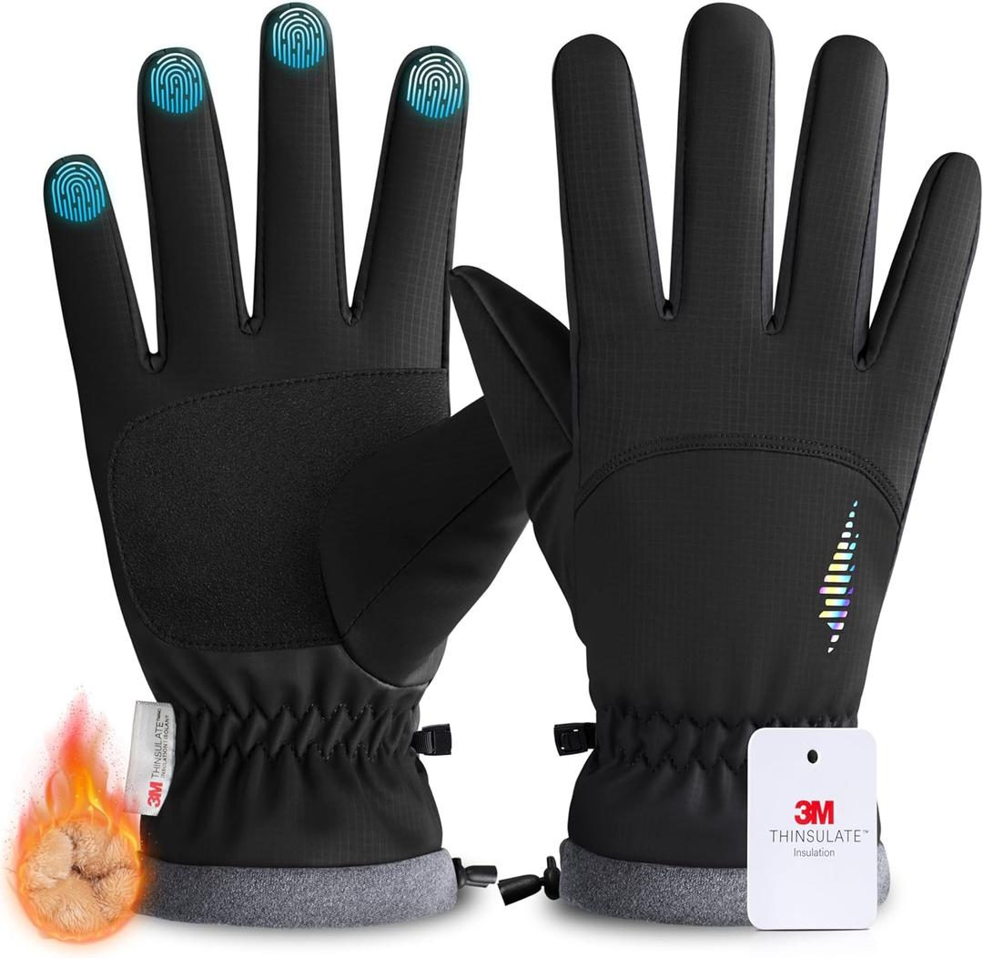 rivmount Kids 3M Ski Gloves Touchscreen Waterproof Warm for Boy Girl Youth Outdoor Skiing Cycling Snow Winter (M(6-8Y), Black)