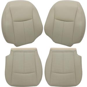 GXARTS Driver and Passenger Side Bottom and Top Lean Back Replacemrnt Perforated Leather Seat Cover Tan Compatible with Infiniti Q50 2014 2015 2016 2017 2018 2019 2020
