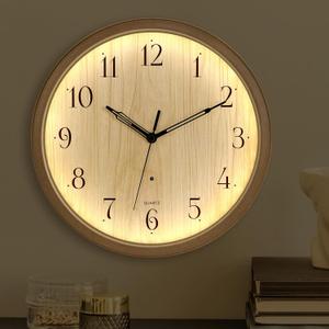 Wall Clock Silent Battery Operated Night Lighted Up Wall Clock with Smart LED Sensor Large Modern 12 Inch Illuminated Clock for Living Room Bathroom Kitchen Home Office Farmhouse Decorative