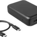 Amazon Basics High-Capacity Portable Charger Power Bank with 3-Port Output, 20,000 mAh, Black