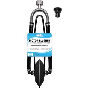 Steel Dual Feed Muff Style Heavy Duty Steel Boat Motor Flusher | Use for Antifreeze Winterization or Common Water Flush | 5/8 Inch Standard Garden Hose Connection (Black)