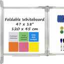 Whiteboard Set - Dry Erase Board 47 x 18 in with 1 Dry Wipe Eraser, 4 Markers, 4 Magnets and 6 Magnetic Notes - Large Vision Wall White Board for Home Office College