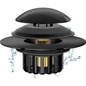 2 in 1 Tub Stopper Bathtub Drain Hair Catcher with Dual Filtration Design, Anti-Clogging Bathtub Drain Plug Bath Tub Stoppers for 1.45-1.8" Drain Shoe, Black