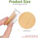 40 Pack Reusable Bamboo Lids with Silicone Rings for Oui Yogurt Jars Yogurt Jar Lids Set, Airtight Wooden Covers for Food Storage (Jars Not Included)