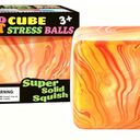 Fidget Toys Squishy Stress Cube, Stress Balls for Kids Adults Squishies Stress Relief, Ice Squishy Cube Sugar Balls, Sensory Toys for Kids with Autism, Fidgets for Classroom Prize Toys (Orange)