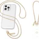 ROCONTRIP Metal Phone Chain Set Including Crossbody Phone Lanyard and Wrist Strap with 2*Tether Tabs Detachable iPhone Chain Strap Non-rust,Unbreak iPhone Wristlet Strap for Women Travel Essentials (Extended, Gold)