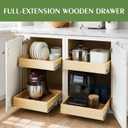 Wooden Pull Out Cabinet Organizer for Kitchen Fully Assembled 15" W x 21" D x 3" H Solid Wood Drawer with Soft Close Slides Bottom or Side Mount for Pantry Bathroom Bedroom Dining Room Storage