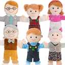 6 Pcs Family Hand Puppets for Kids 11.8 Inch Family Members Puppet Set Mom, Dad, Grandparents, Happy Kids Soft Stuffed Hand Puppet Theater Plush Toys for Toddlers Ages 1-3, 4-8 Role Play