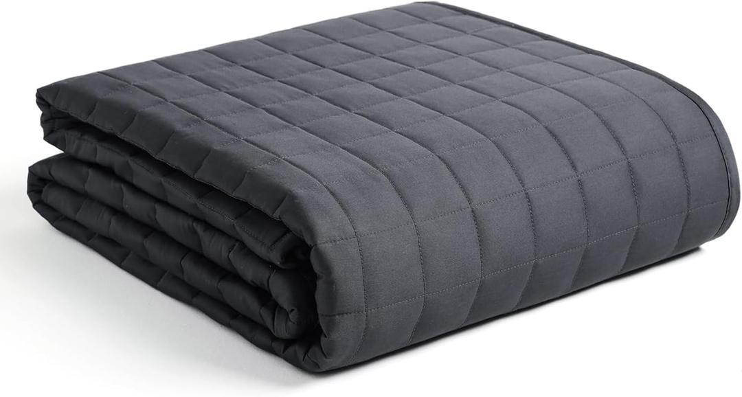 YnM 15lbs Weighted Blanket for Adults, Breathable Heavy Bed Throw Blanket with Cooling Glass Beads for All Season Use, Ideal for ~140lbs (48x72 Inches, Twin/Full, Dark Grey)