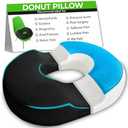 AnboCare Donut Gel Sitting Pillow - Orthopedic Memory Foam for Tailbone Pain, Hemorrhoid, Bed Sores, Postpartum, Prostate, Coccyx & Sciatica Pain