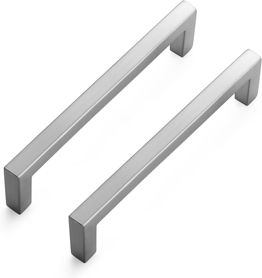 Ravinte 30 Pack Solid 5 Inch Center to Center Slim Square Bar Drawer Handles Cabinet Hardware - Satin Nickel Kitchen Pulls