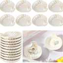 Teenyyou 8 Pcs Shell Ring Dish Ceramic Jewelry Trinket Dish Tray Seashell Ring Key Holder Bowl Beach Room Coastal Plate Decor for Home Bathroom Counter(White)