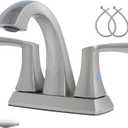 VXV Bathroom Faucet Brushed Nickel, 2 Handles Low Arc Bathroom Sink Faucets, 4 Inch Centerset Bath Lavatory Faucets with Pop-up Drain & Faucet Supply Lines (BN)